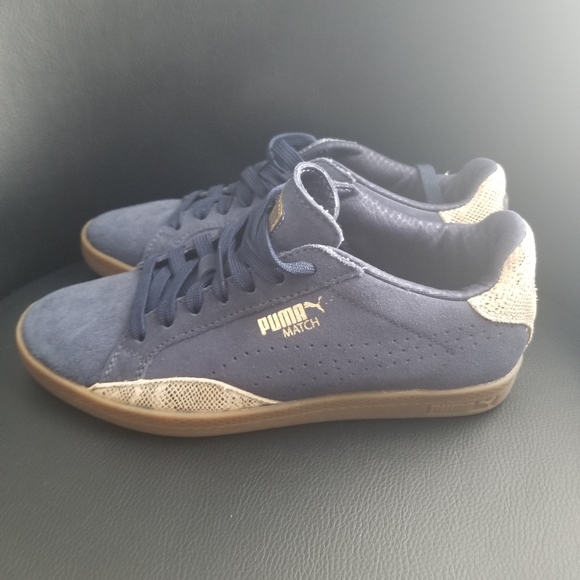Puma Match Lo Blue Suede/Snake Kids 4.5 Women's 6 - Picture 2 of 11